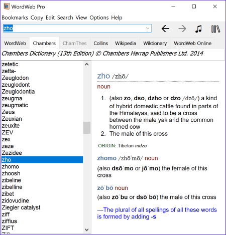 Chambers Dictionary screenshot