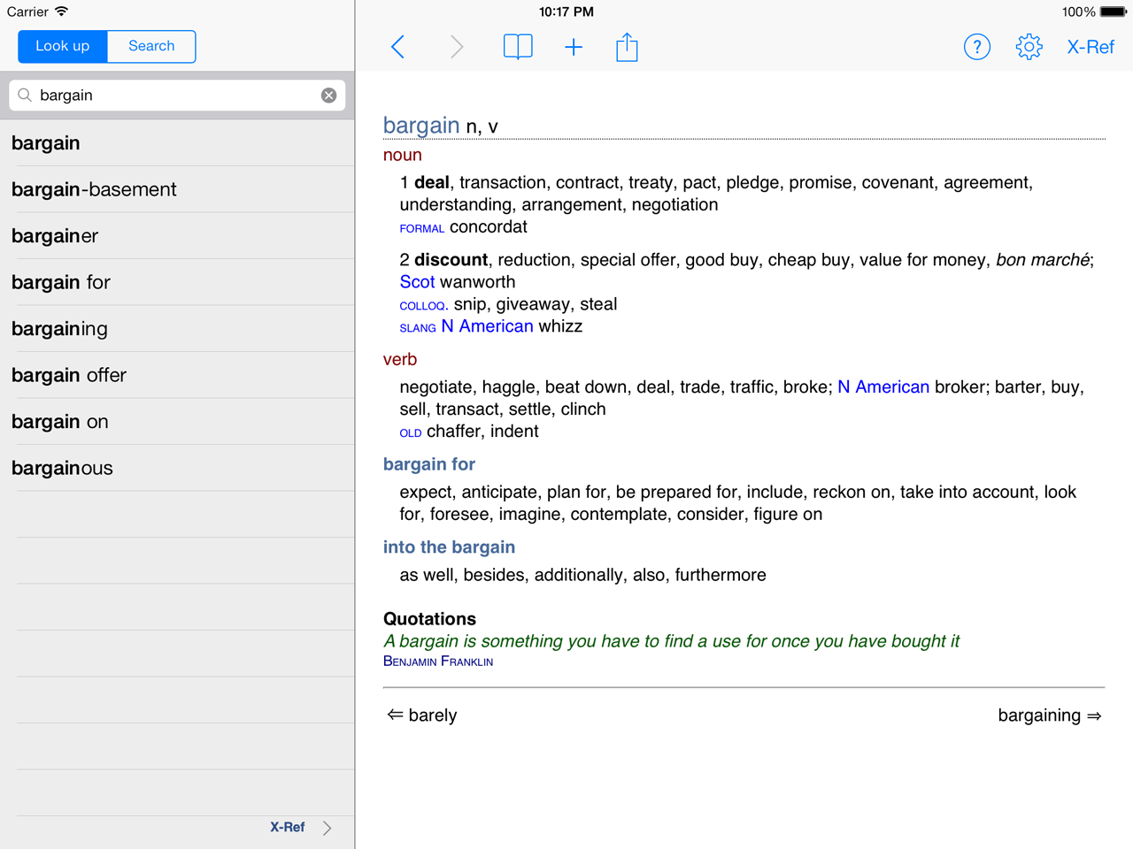 Chambers Thesaurus on iPad