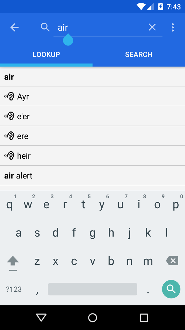 WordWeb Android app screen 2