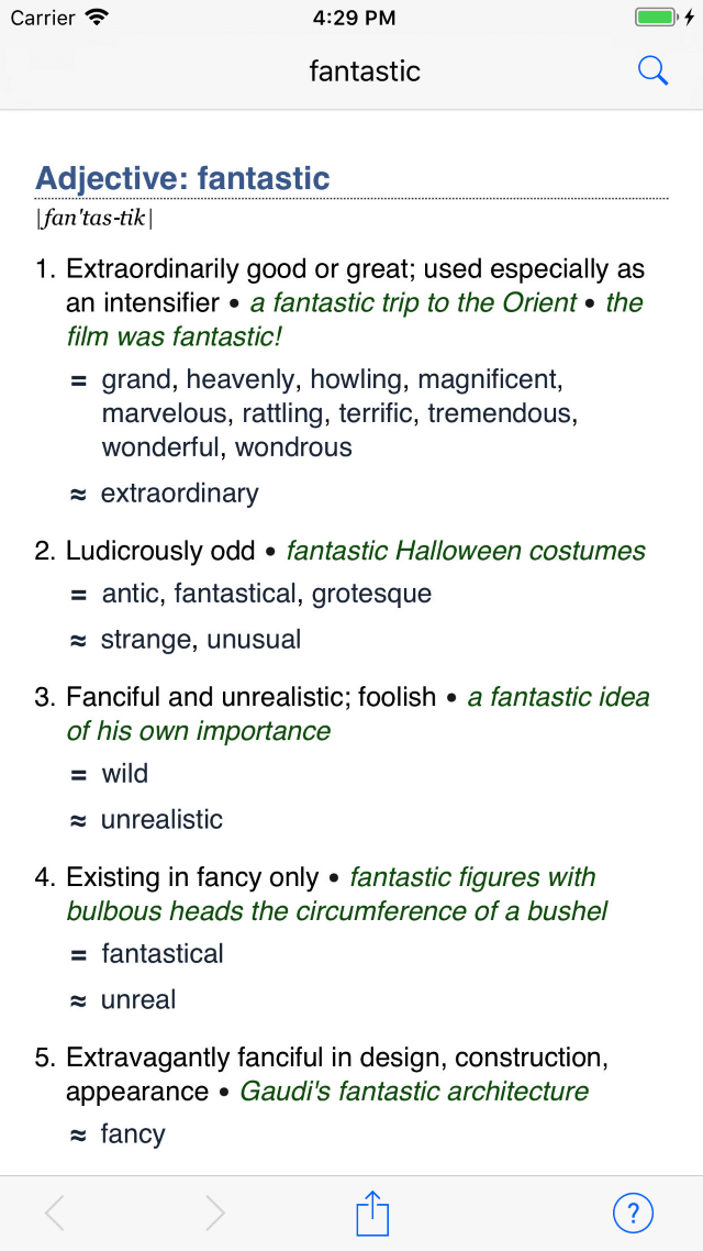 WordWeb Minimal Dictionary on iPhone