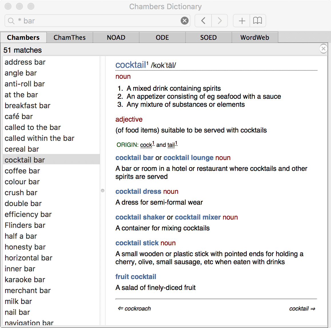Chambers Dictionary Mac app screenshot 2